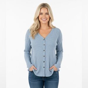 Alison Andrews small blue thermal long sleeve top